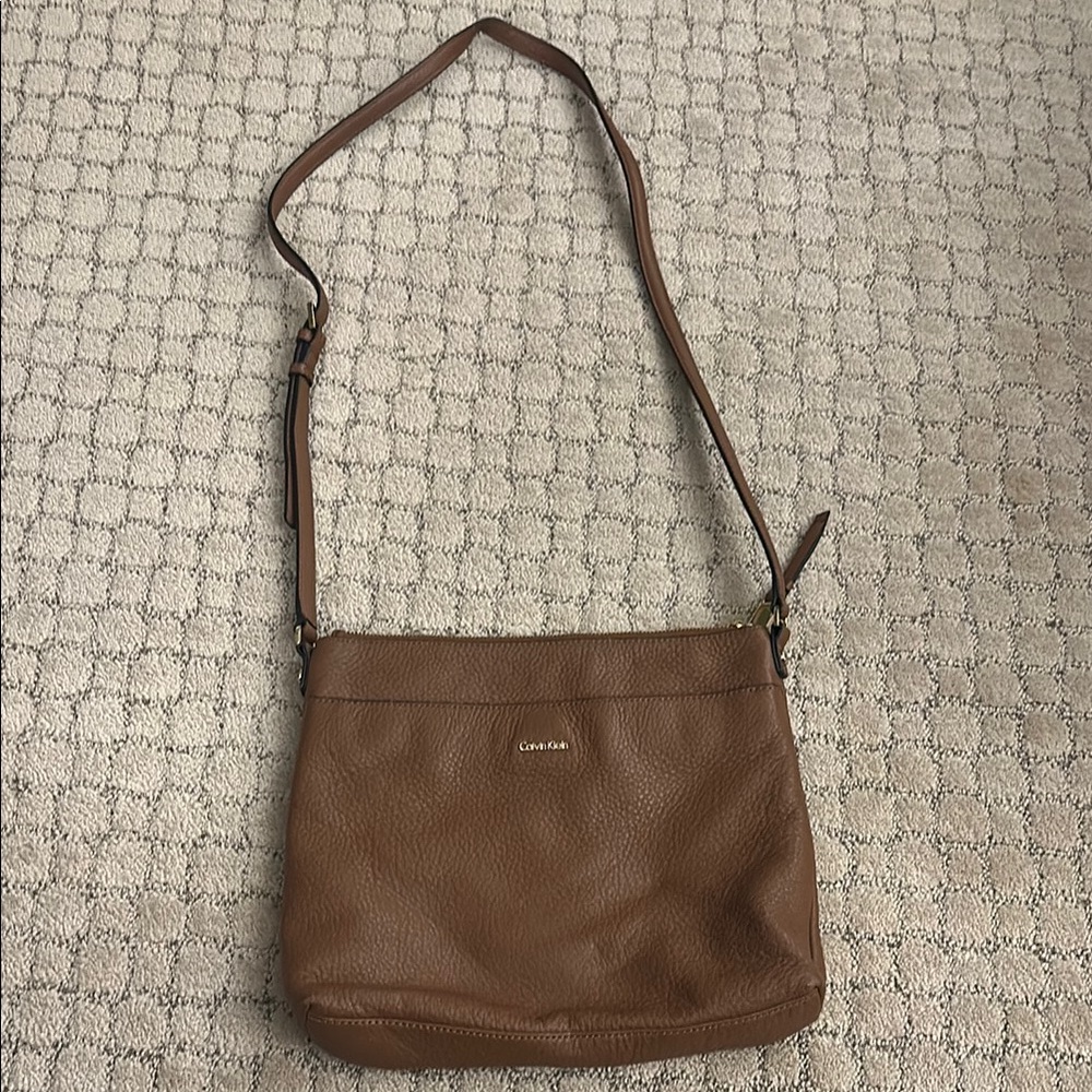 Calvin Klein Brown Leather Crossbody Bag